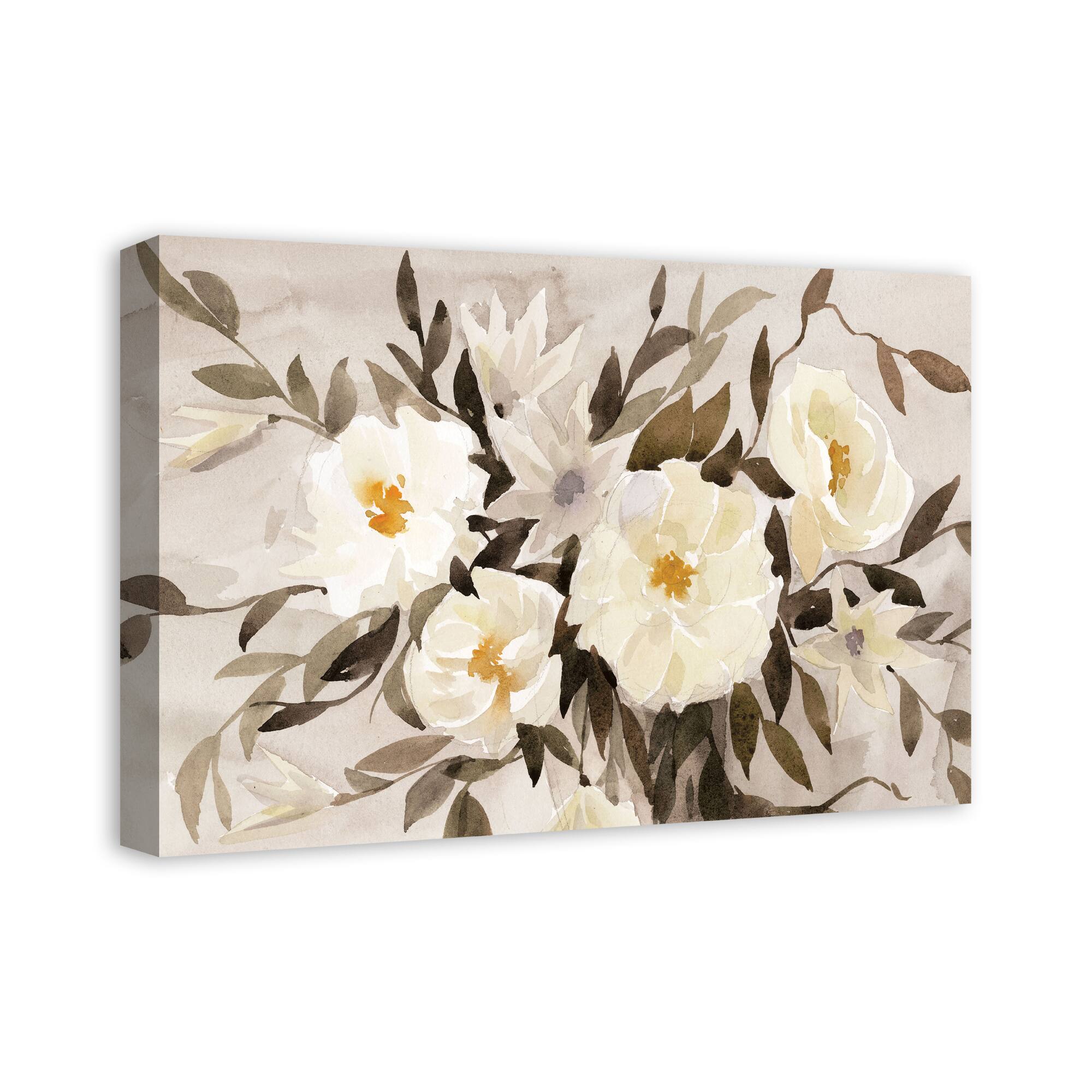Large Neutral Florals 24" x 16" Canvas Wall Art